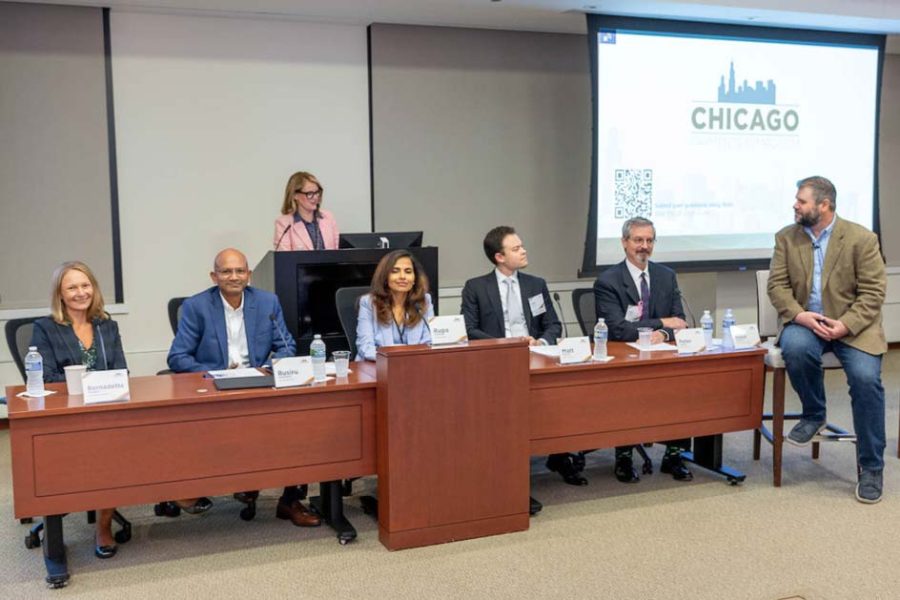 Federal Reserve Bank of Chicago Executive Vice President Shonda Clay introducing instant payments panelists at the Chicago Payments Symposium.