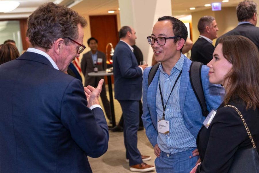 Attendees during a reception at the Chicago Payments Symposium.